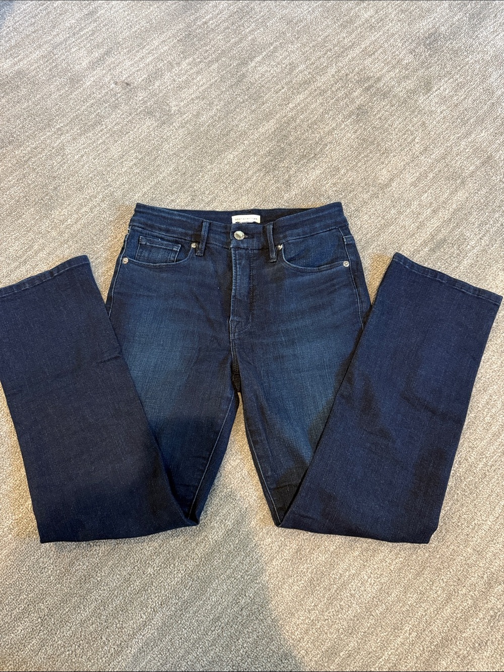Good American Good Legs Straight Jeans Size 4/27 Dark Wash Excellent Condition